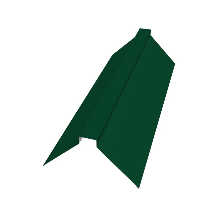 Планка конька плоского 175х50х175 0,5 Satin с пленкой RAL 6005 зеленый мох (3м)