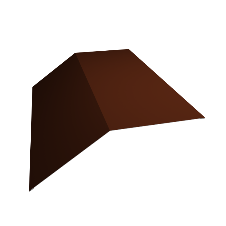 Планка конька плоского 190х190 0,5 Satin с пленкой RAL 3009 оксидно-красный (3м)