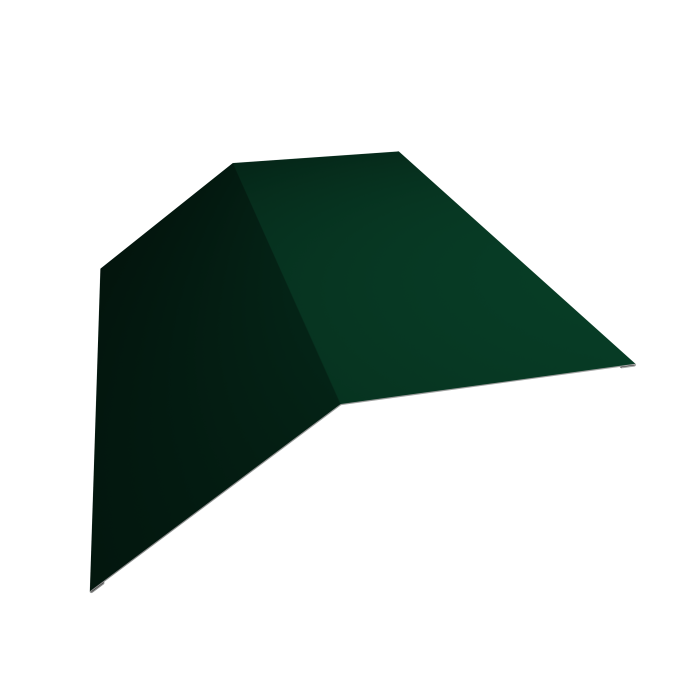 Планка конька плоского 190х190 0,5 Satin с пленкой RAL 6005 зеленый мох (2м)