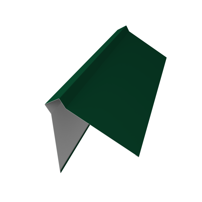 Планка конька плоского 220х50х220 0,5 Satin с пленкой RAL 6005 зеленый мох (2м)