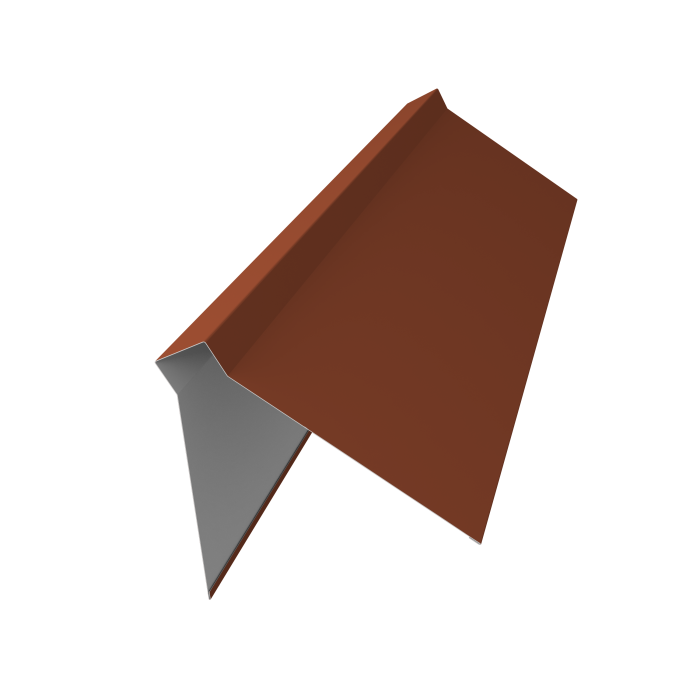 Планка конька плоского 220х50х220 0,5 Satin с пленкой RAL 8004 терракота (2м)