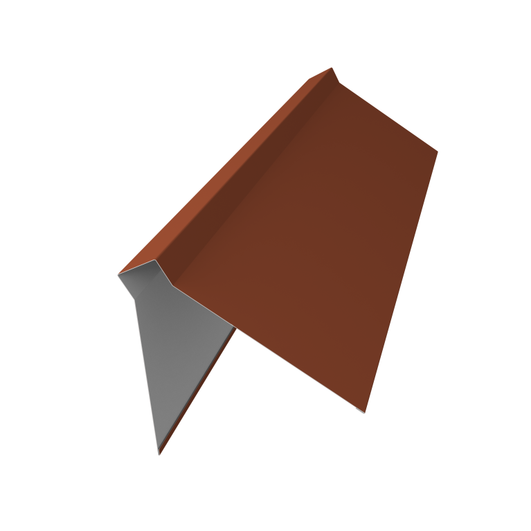 Планка конька плоского 220х50х220 0,5 Satin с пленкой RAL 8004 терракота (3м)