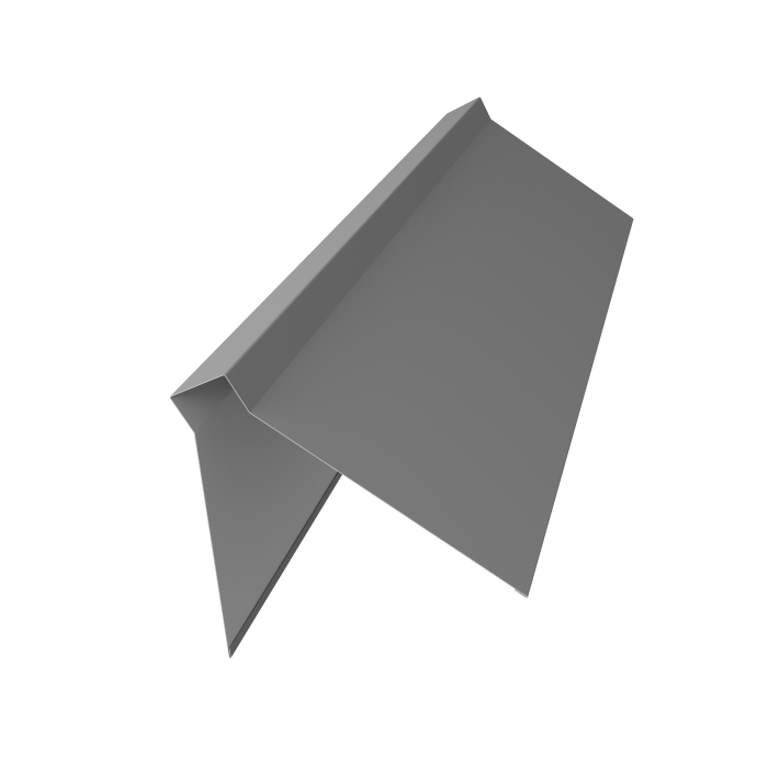 Планка конька плоского 220х50х220 0,5 Satin с пленкой RAL 9006 бело-алюминиевый (2м)