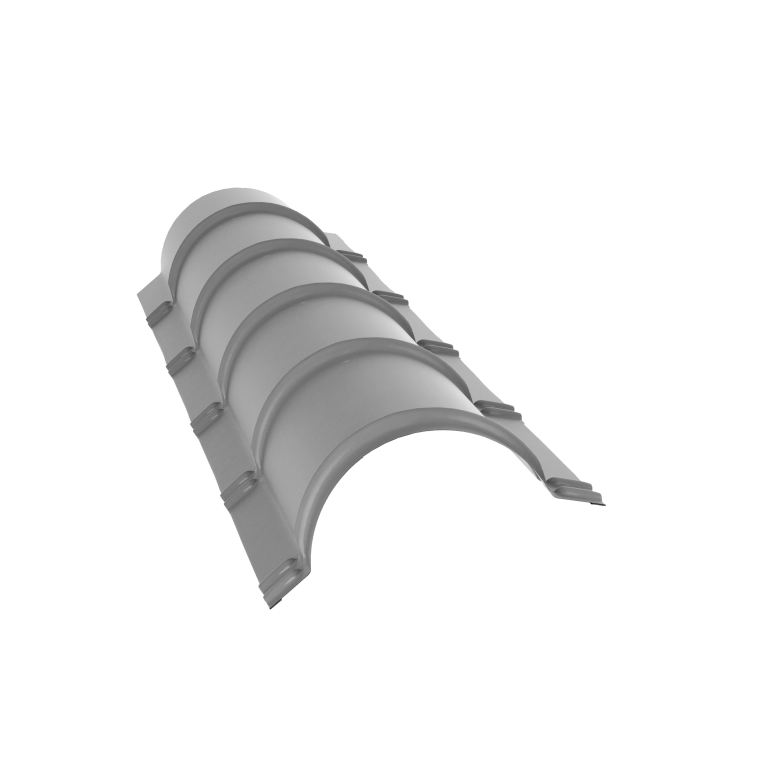 Планка конька полукруглого 0,5 PE с пленкой RAL 7004 сигнальный серый (1,97м)