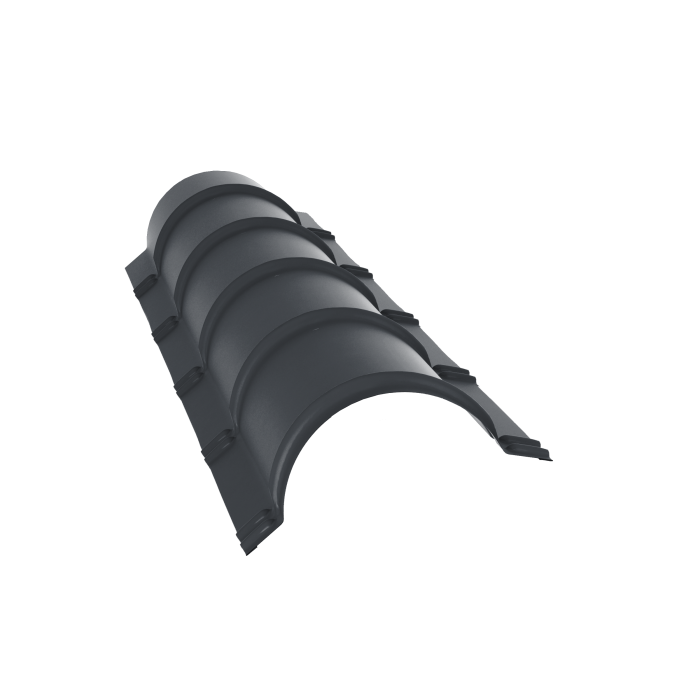Планка конька полукруглого 0,5 Satin Matt TX RAL 7024 мокрый асфальт (1,97м)