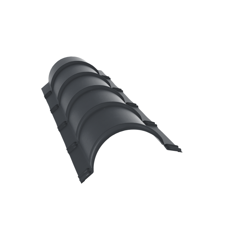 Планка конька полукруглого 0,5 Satin Matt TX RAL 7024 мокрый асфальт (1,97м)