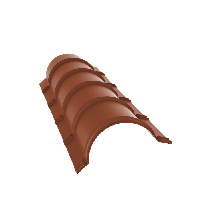 Планка конька полукруглого 0,5 Satin с пленкой RAL 8004 терракота (1,97м)