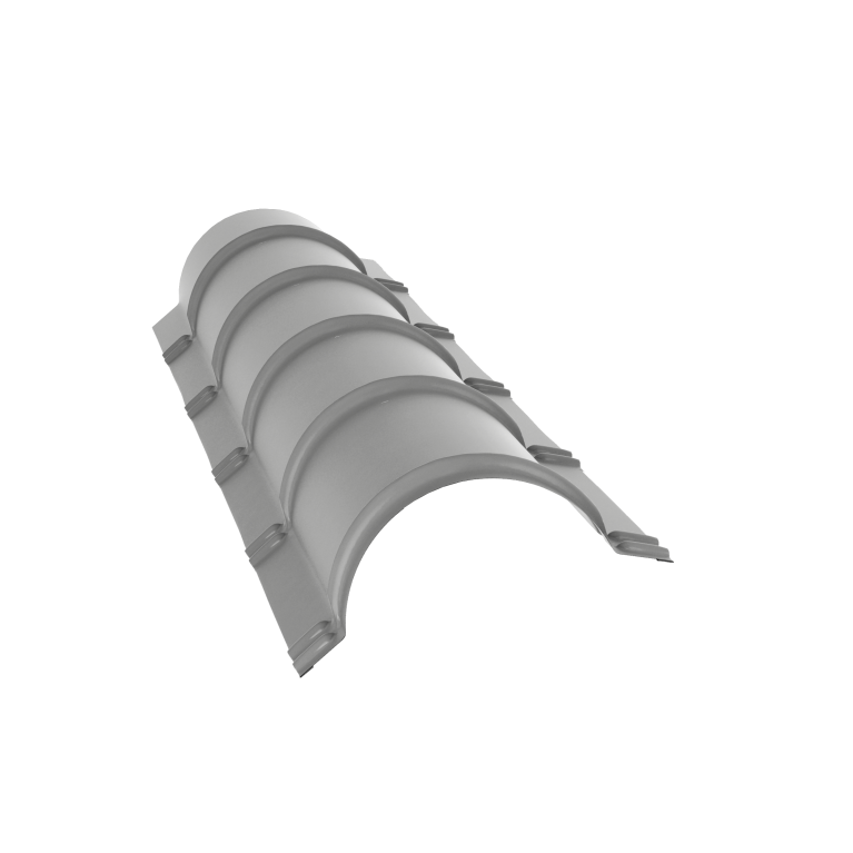 Планка конька полукруглого 0,5 Satin с пленкой RAL 9006 бело-алюминиевый (1,97м)