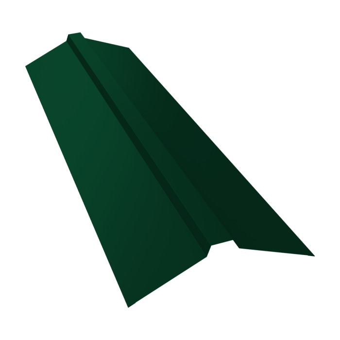 Планка конька прямоугольного 115х30х115 0,45 PE с пленкой RAL 6005 зеленый мох (3м)