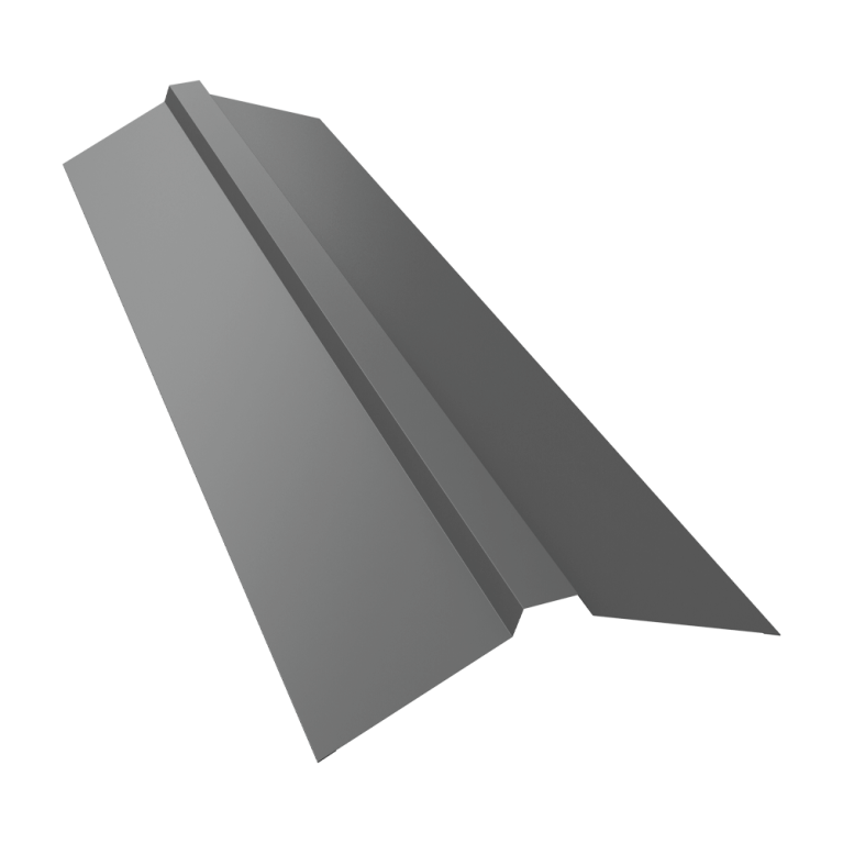 Планка конька прямоугольного 115х30х115 0,45 PE с пленкой RAL 9006 бело-алюминиевый (2м)