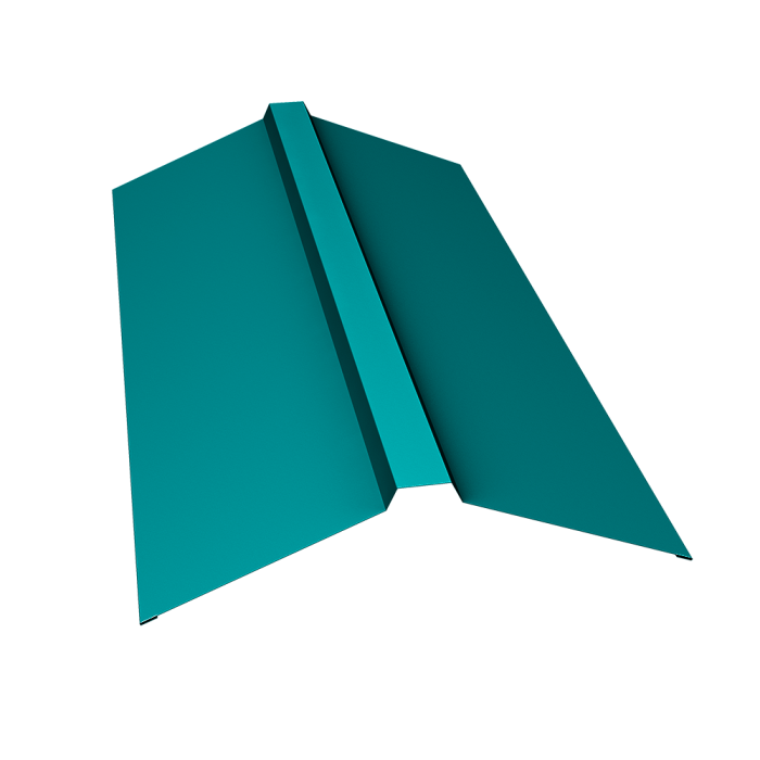 Планка конька прямоугольного 150х30х150 0,45 PE с пленкой RAL 5021 водная синь (3м)