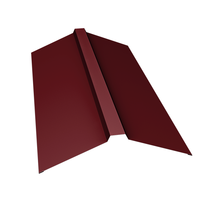 Планка конька прямоугольного 150х30х150 0,5 Satin с пленкой RAL 3005 красное вино (2м)