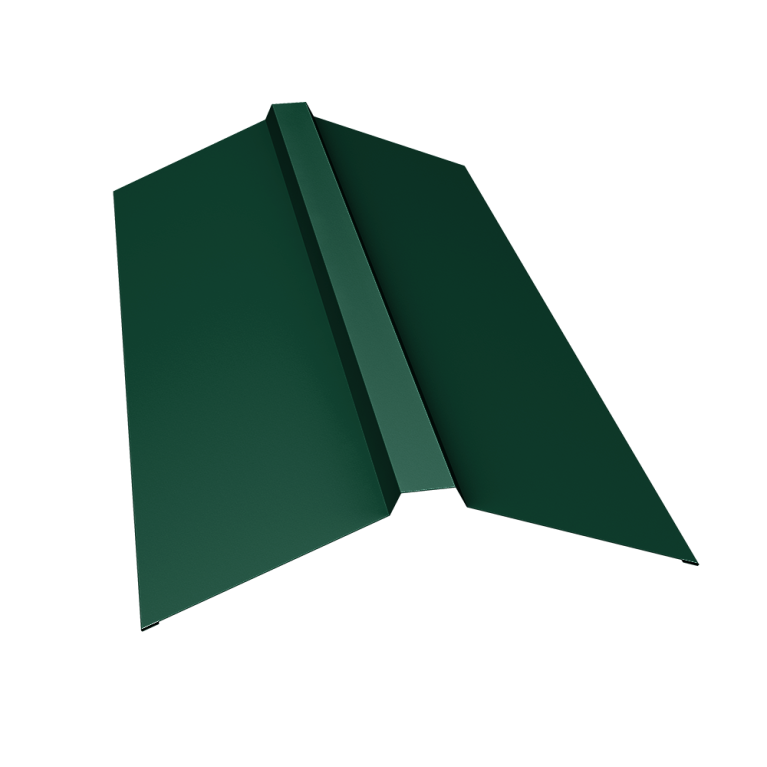 Планка конька прямоугольного 150х30х150 0,5 Satin с пленкой RAL 6005 зеленый мох (3м)