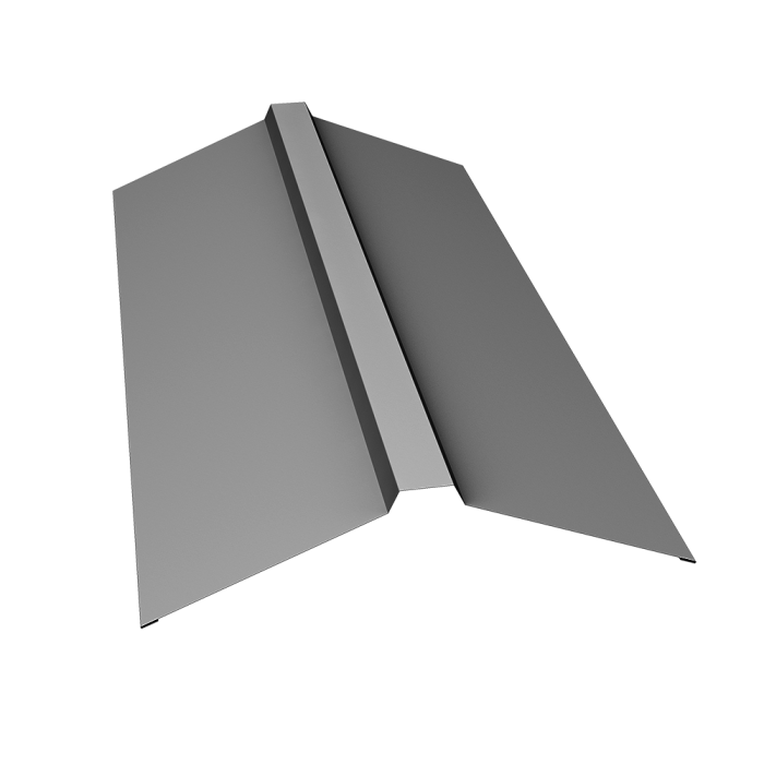 Планка конька прямоугольного 150х30х150 0,5 Satin с пленкой RAL 7004 сигнальный серый (3м)