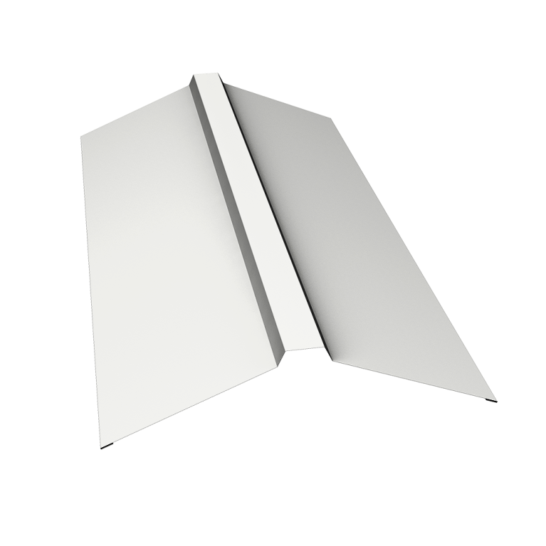 Планка конька прямоугольного 150х30х150 0,5 Satin с пленкой RAL 9003 сигнальный белый (2м)