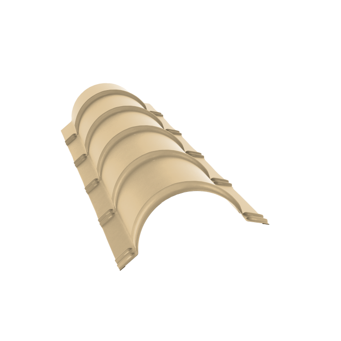 Планка малого конька полукруглого 0,45 PE с пленкой RAL 1014 слоновая кость (1,97м)