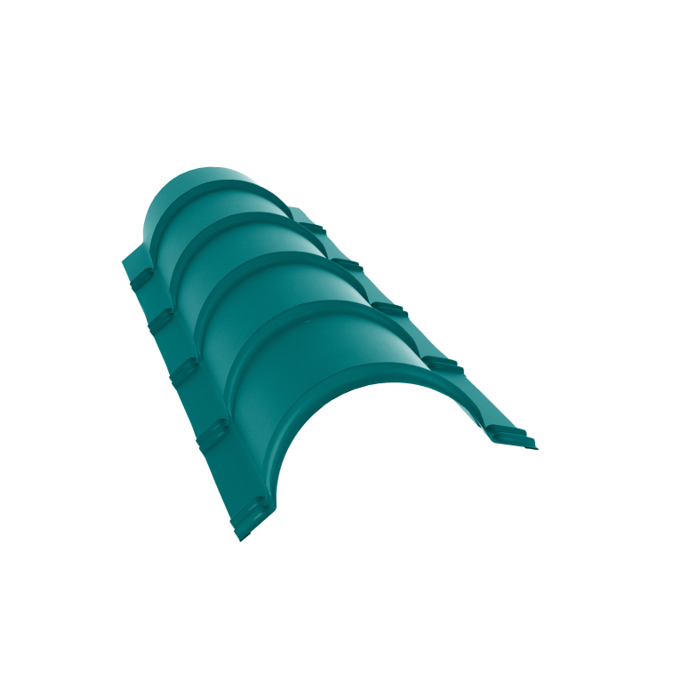 Планка малого конька полукруглого 0,45 PE с пленкой RAL 5021 водная синь (1,97м)