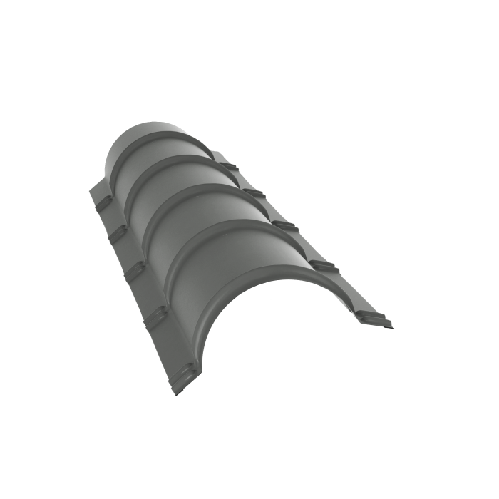 Планка малого конька полукруглого 0,45 PE с пленкой RAL 7005 мышино-серый (1,97м)