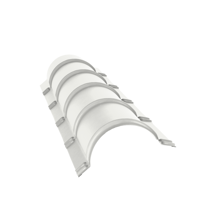 Планка малого конька полукруглого 0,5 Satin с пленкой RAL 9003 сигнальный белый (1,97м)