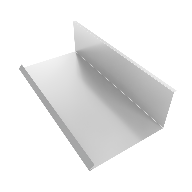 Планка примыкания нижняя к трубе 130х240 0,45 PE с пленкой RAL 9006 бело-алюминиевый (3м)