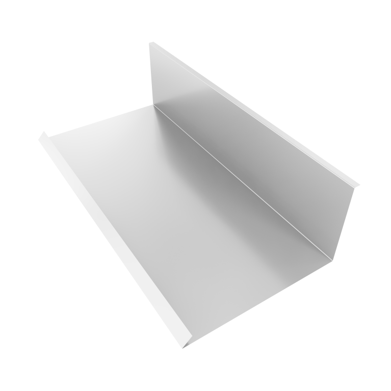 Планка примыкания нижняя к трубе 130х240 0,5 Satin с пленкой RAL 9003 сигнальный белый (2м)