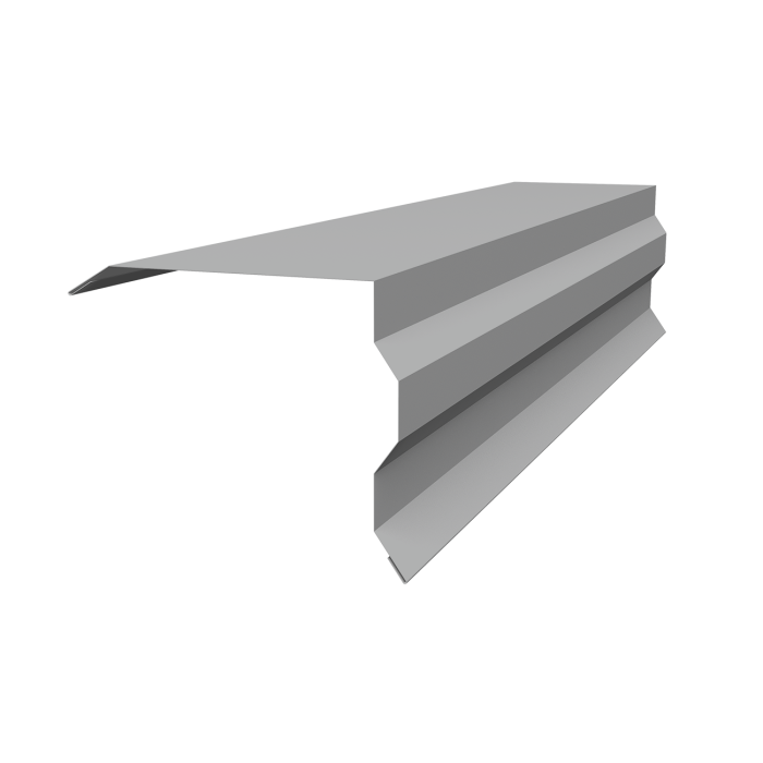 Планка торцевая фигурная 100х85 0,5 Satin с пленкой RAL 9006 бело-алюминиевый (2м)