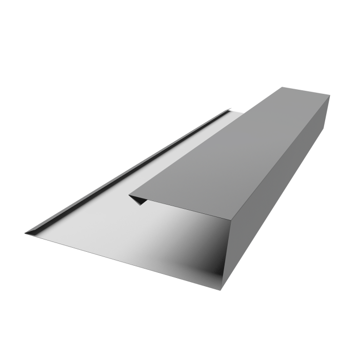 Планка торцевая страховочная Grand Line 0,5 Satin с пленкой RAL 9006 бело-алюминиевый (2м)