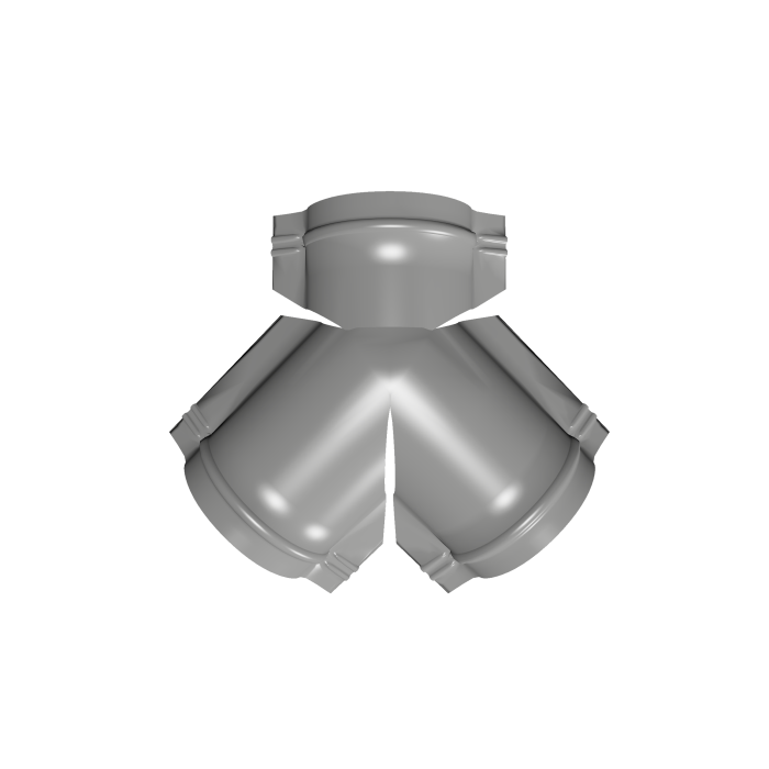 Тройник Y конька полукруглого 0,5 Satin с пленкой RAL 9006 бело-алюминиевый
