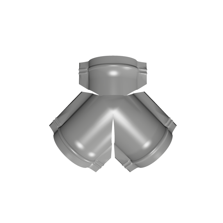 Тройник Y конька полукруглого 0,5 Satin с пленкой RAL 9006 бело-алюминиевый