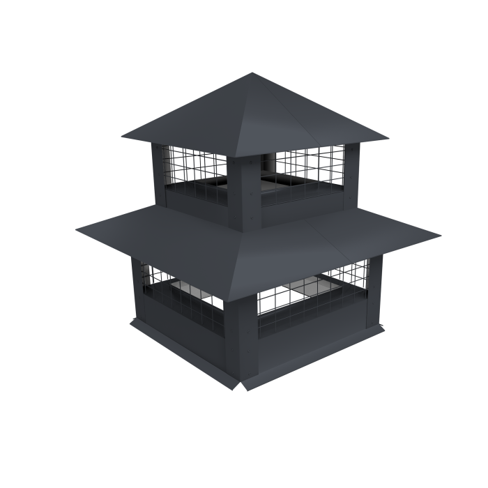 Дымник на трубу двойной с сеткой 1390х460мм 0,45 Drap TX с пленкой RAL 7024 мокрый асфальт