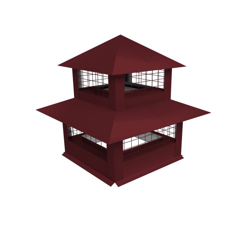 Дымник на трубу двойной с сеткой 400х400мм 0,45 PE с пленкой RAL 3005 красное вино