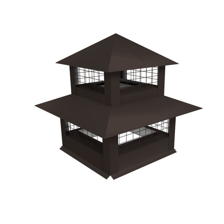 Дымник на трубу двойной с сеткой 760х660мм 0,45 Drap TX с пленкой RR 32 темно-коричневый