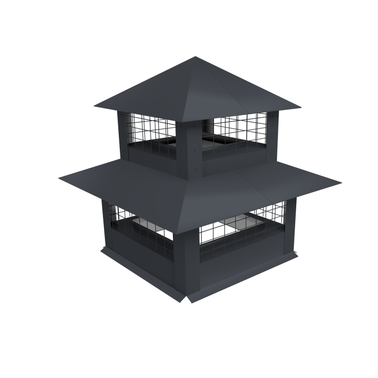 Дымник на трубу двойной с сеткой 800х530мм 0,45 PE с пленкой RAL 7024 мокрый асфальт