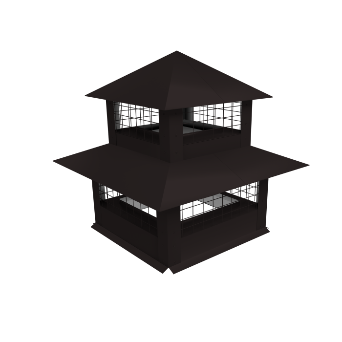 Дымник на трубу двойной с сеткой 910х385мм 0,45 PE с пленкой RAL 9005 черный