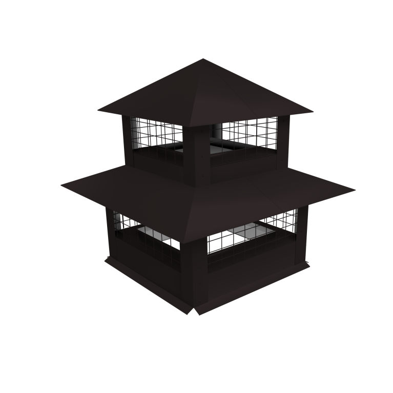 Дымник на трубу двойной с сеткой 910х385мм 0,45 PE с пленкой RAL 9005 черный