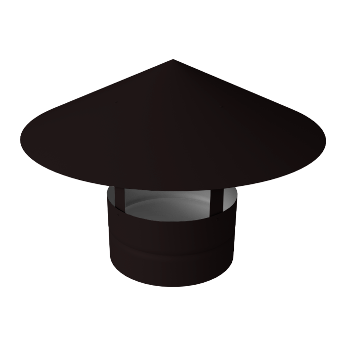 Дымник на трубу круглый d125 0,5 Satin с пленкой RAL 9005 черный