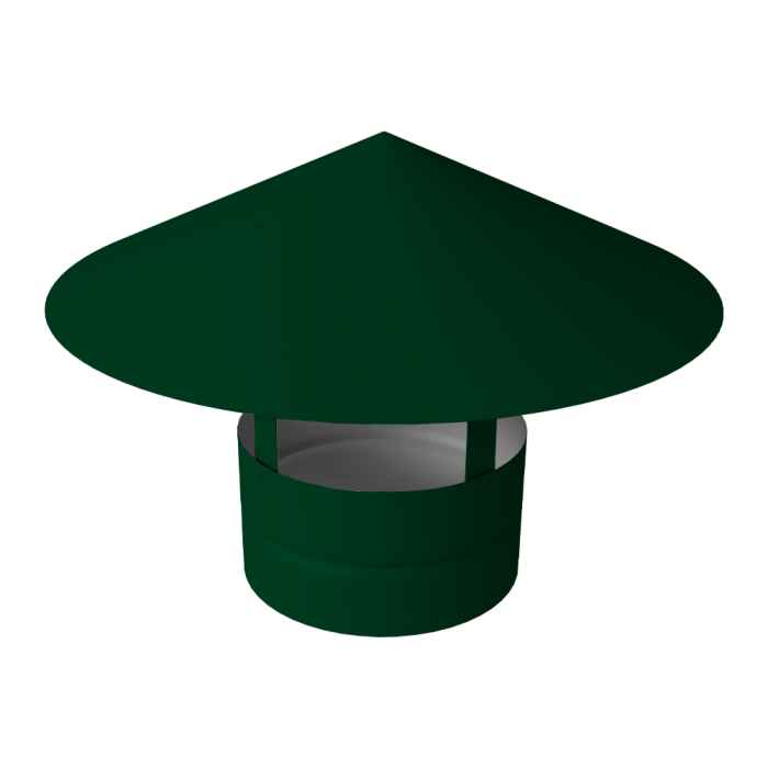 Дымник на трубу круглый d130 0,5 Satin с пленкой RAL 6005 зеленый мох