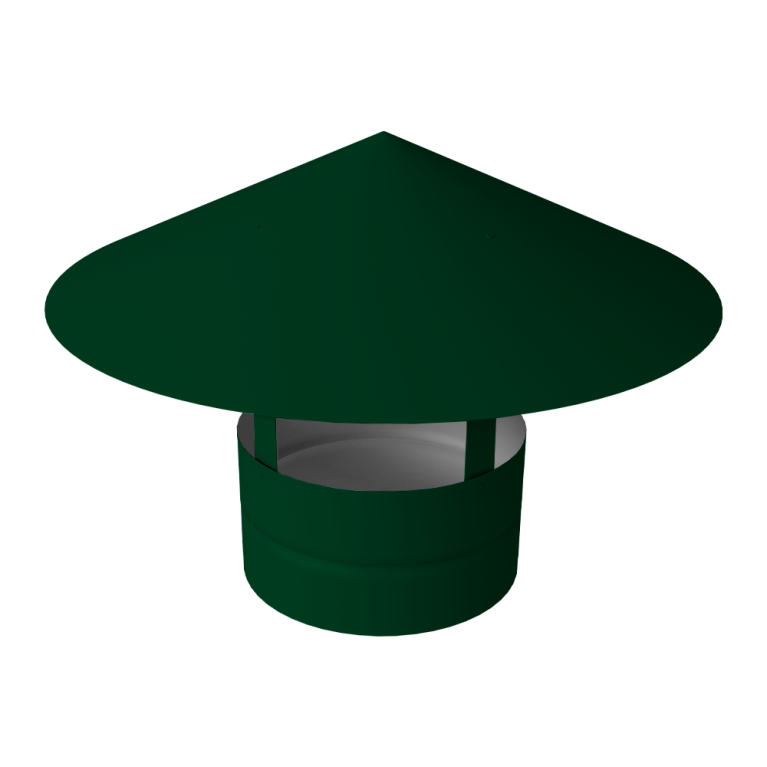 Дымник на трубу круглый d250 0,5 Satin с пленкой RAL 6005 зеленый мох