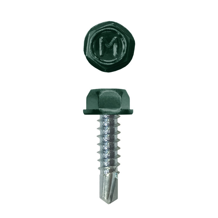 Саморез для забора по металлу Daxmer 4,8х19 без шайбы св.№2 (500шт) RAL 6005