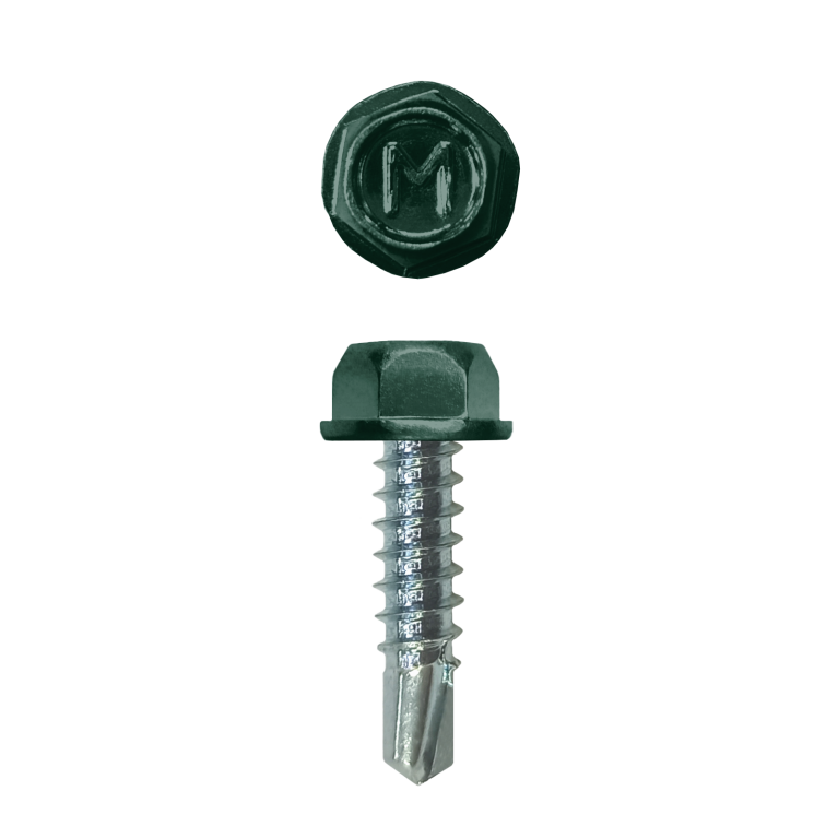 Саморез для забора по металлу Daxmer 4,8х19 без шайбы св.№2 (500шт) RAL 6005