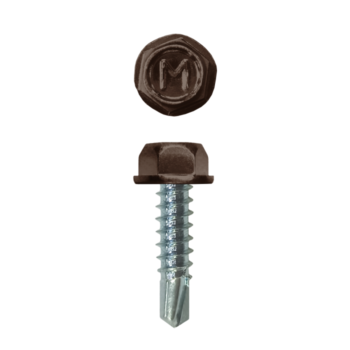 Саморез для забора по металлу Daxmer 4,8х19 без шайбы св.№2 (500шт) RAL 8017