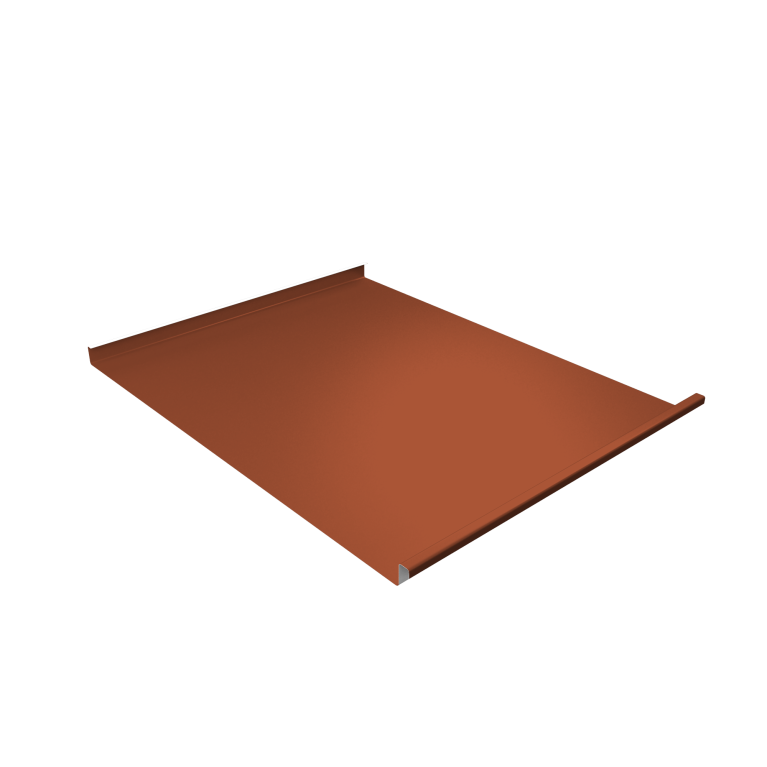 Фальц двойной стоячий Grand Line 0,5 Satin Matt TX с пленкой на замках RAL 8004 терракота