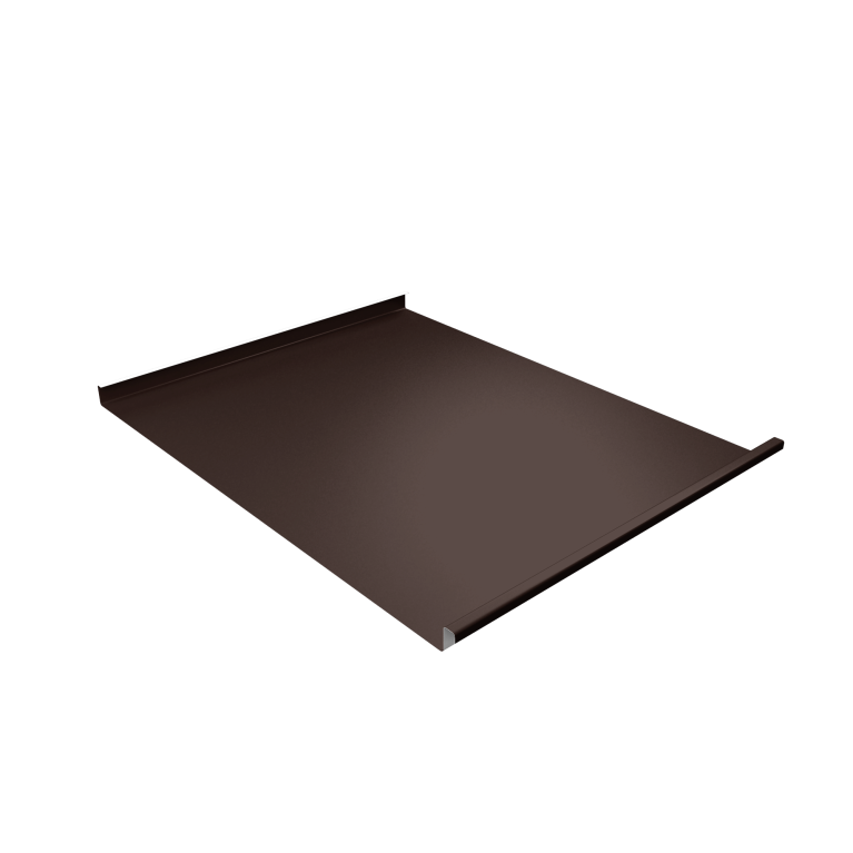 Фальц двойной стоячий Grand Line 0,5 Satin Matt TX с пленкой на замках RAL 8017 шоколад