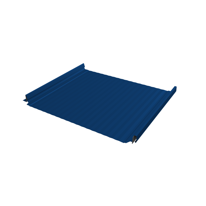 Кликфальц Pro Gofr Grand Line 0,5 Satin с пленкой на замках RAL 5005 сигнальный синий