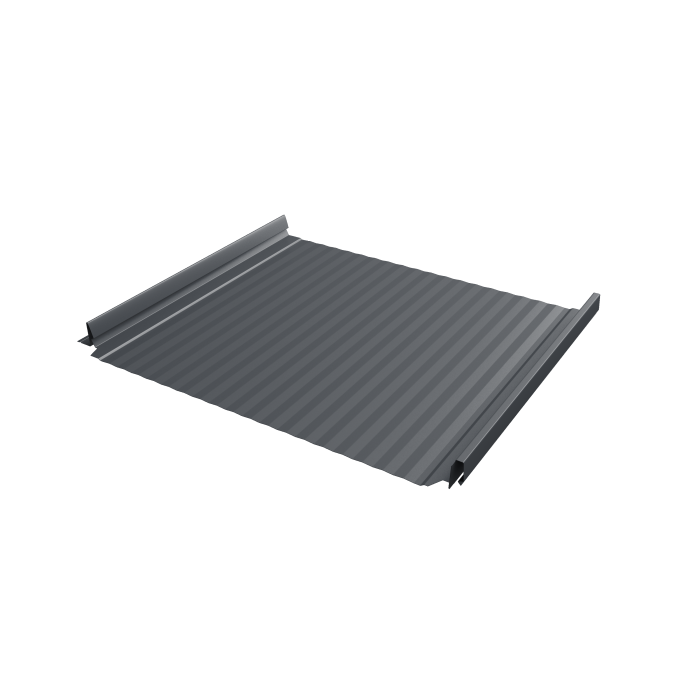 Кликфальц Pro Gofr Grand Line 0,5 Velur X с пленкой на замках RAL 7024 мокрый асфальт