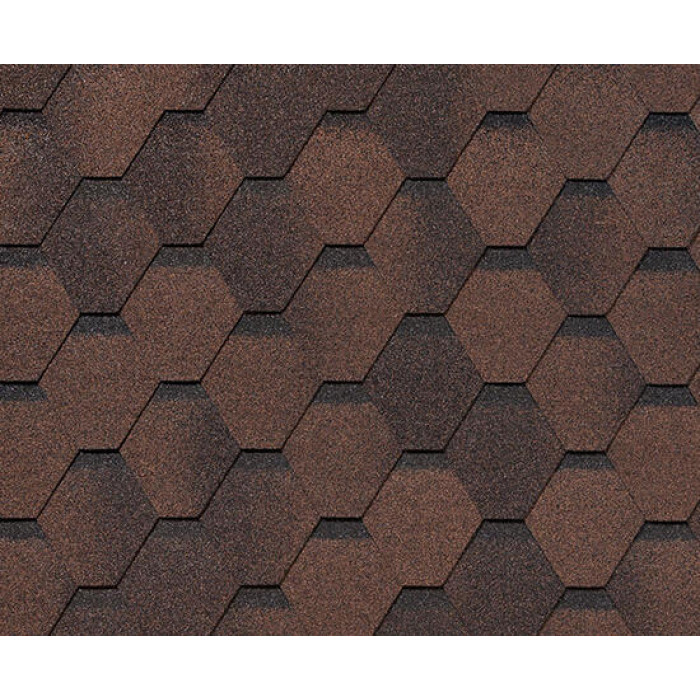Черепица гибкая RoofShield Фемили Эко Лайт Стандарт коричневый с оттенением
