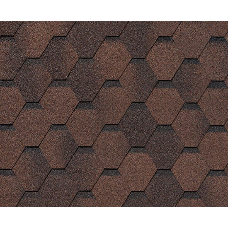Черепица гибкая RoofShield Фемили Эко Лайт Стандарт коричневый с оттенением