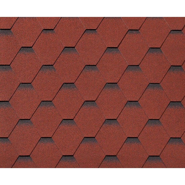 Черепица гибкая RoofShield Премиум Стандарт красный с оттенением