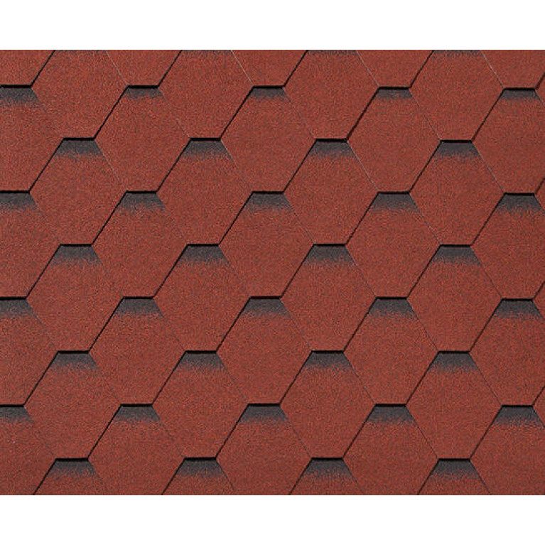 Черепица гибкая RoofShield Премиум Стандарт красный с оттенением