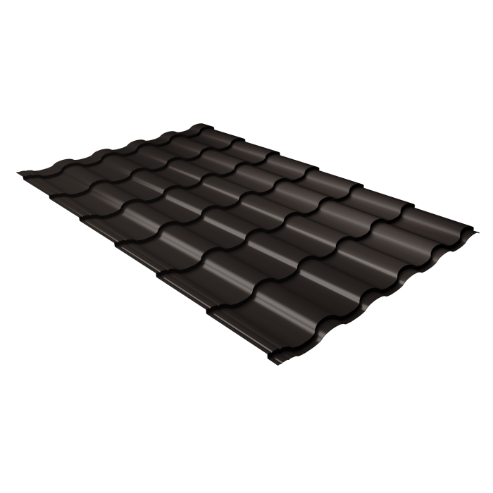 Металлочерепица "Кредо" ("Kredo") v01 0,5 Atlas X RR 32 темно-коричневый